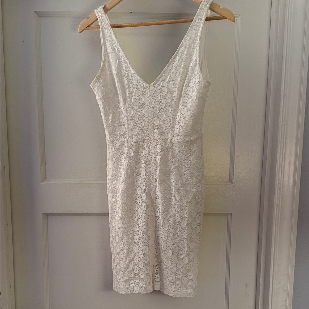 Zara Ivory Lace V-Neck Dress